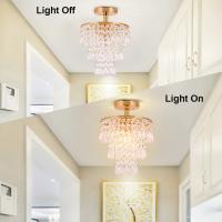Lámpara De Techo De Cristal Con 3 Capas Y Diamantes Punzantes E27 Luces De Decoración Para Sala De Estar Y Dormitorio Fuente De Energía: Acción De Corriente - details 5