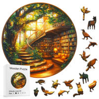 Rompecabezas De Madera Fantasy Tree Serie - Biblioteca - Decoración Para El Hogar - Regalos De Cumpleaños O Graduación Para Adultos - details 0