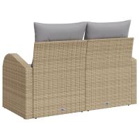 Sofá de jardín de 2 plazas con cojines beige de polirratán - details 3