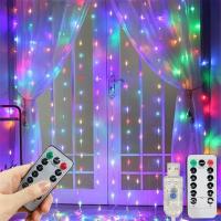 Luces De Cadena LED Para Cortina Decoración De Festival Y Navidad Con Control Remoto USB 8 Modos Iluminación Para Dormitorio Hogar Exterior - details 0