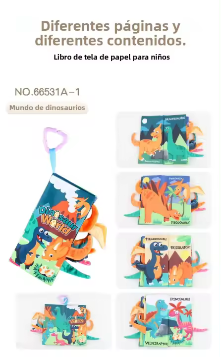 Juguete Educativo Para Bebés 0-6 Meses Libro De Tela Con Rompecabezas Y Anillo Sonoro Interactivo Para Padres E Hijos Material De Tela Seguro Para Bebés - 1
