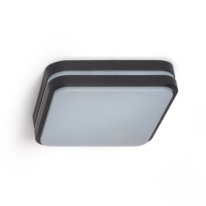 LEDKIA LIGHTING - Plafón Cuadrado Exterior | Aluminio Resistente | 285x285 mm | Para Bombillas E27 | Para Jardín y Terraza, Negro, Aluminio - 1