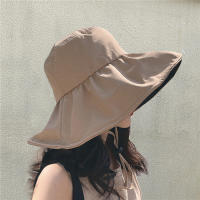 Sombrero De Pescador Grande Para Mujer Protección Solar Verano Negro Sombrilla Estilo Coreano Sombrero De Protección Solar - details 10