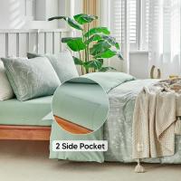 - Juego de cama de 4 artículos, funda nórdica de 240 x 260 cm, sábana bajera de 160 x 200 cm y 2 fundas de almohada de 65 x 65 cm de microfibra, dibujo de flores pintado a mano, verde salvia - details 2