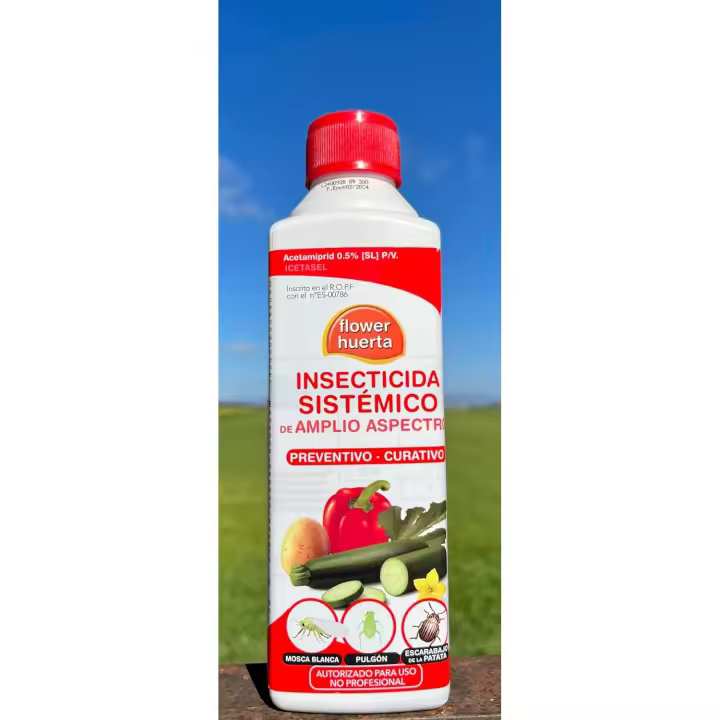Insecticida sistémico a base de acetamiprid al 0,5%. 500ml. Efectivo control de plagas como pulgón, mosca blanca o escarabajo de la patata - 1