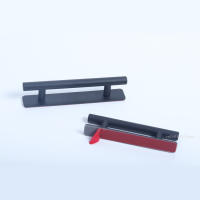Manija De Gabinete De Acero Inoxidable 1 Pieza Adhesiva Sin Perforar Con Cinta Doble Fijación Negro Y Plateado Para Puertas Y Cajones Moderna - details 3