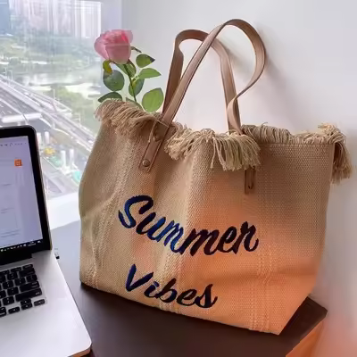 Bolso Grande de Lona para Mujer, Bolsa de Playa, de Bolsas, With ASA superior, informal - 1