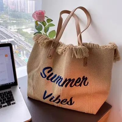 Bolso Grande de Lona para Mujer, Bolsa de Playa, de Bolsas, With ASA superior, informal - 1