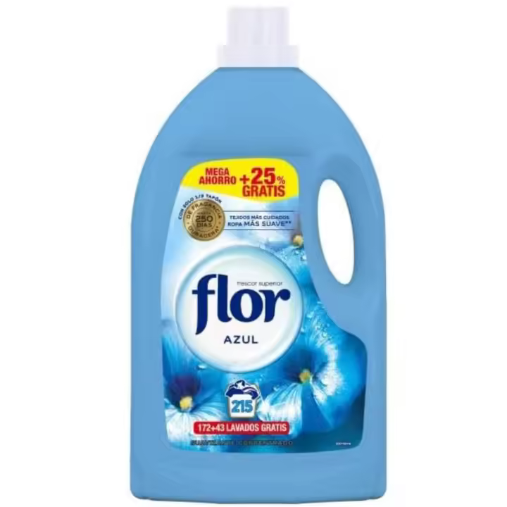 Suavizante FLOR Concentrado para la Ropa - Aroma Azul - 430 Lavados - 2 Botellas x 215  - Suavizante FLOR Azul - 1
