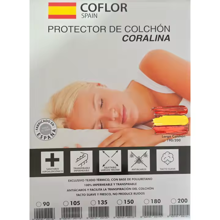 🇪🇸​ ANGAMA TEXTIL - COFLOR SPAIN - Protector Colchon Impermeable y Transpirable de Rizo - Ajustable - Fabricado en España - 1