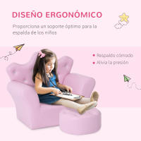 HOMCOM Sofá para Niños con Reposapiés Sillón Infantil Decorativo con Respaldo Alto en Forma de Corona y Reposabrazos Acolchado 58x40,5x49 cm Rosa - details 5