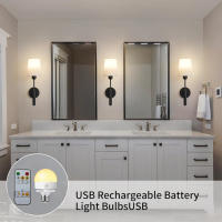Lámpara De Pared Recargable Sin Cable Con Batería De 5000mAh Y Control Remoto 2-Piece Set Iluminación LED Dimmable Para Dormitorio Y Sala De Estar - details 4