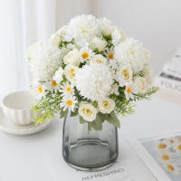 Bouquet De Flores Artificiales De Seda Rosa Y Crisantemo Para Bodas Decoración De Hogar Navidad Arco De Jardín Regalo DIY Venta Al Por Mayor Y Menor - details 2