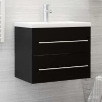 vidaXL Mueble de lavabo madera de ingeniería 60x38,5x48 cm en color Negro/Gris sonoma/Roble Sonoma y más | almacenamiento funcional diseño moderno para baño dormitorio sala - details 0