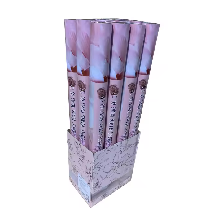 PACK DE 12 CAÑONES DE CONFETI CON FORMA DE PÉTALOS ROSAS 60CM SINI - 1