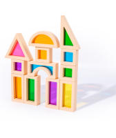 Bloques De Construcción De Madera Coloridos 25Pcs Juguete Sensorial Montessori Para Preescolar Bloques De Arcoíris De Geometría Para Niños De 4 a 12 Años - details 2