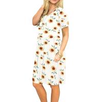 Vestido Casual Para Mujer Con Mangas Cortas Y Bolsillos Pleated Swing De Pierna Larga Estilo Suelto Vestido De Poliéster - details 9