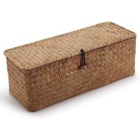 Cesta De Almacenamiento De Sargazo Rectangular Con Tapa Y 3 Compartimentos Para Cocina Restaurante Baño Decoración Del Hogar - details 2