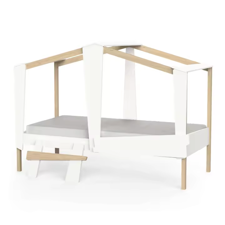 Miroytengo Cama Infantil Cabane Roble y Blanco Mate 90x200 cm - 1