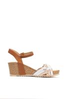 Lyla Wang sandalias doradas cuñas medianas de corcho con plataforma con tiras trenzadas mujer con hebilla - details 6