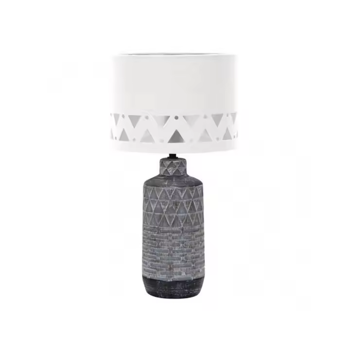 Fabrilamp - Sobremesa Ceramica Mos 1xe27 Zinc Pantalla Blanca 42,5x24x24 Cm - 1