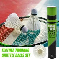 Juego De 12 Badminton Shuttlecocks De Pluma De Ganso Profesionales Para Entrenamiento Deportes De Badminton Uso Interior Y Exterior - details 1