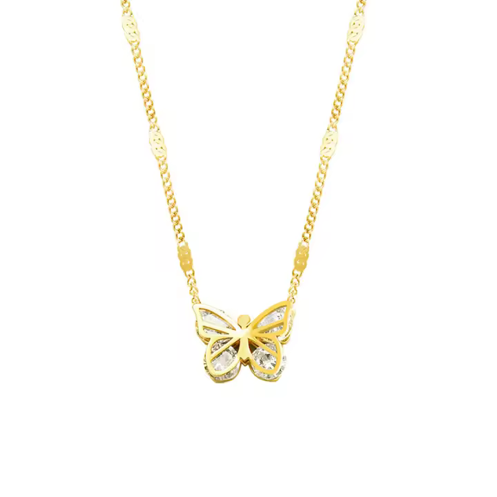 Collar de Maple inoxidable de alambre de Mariposa Insecto Colgante Cadena Fashion Collar SeñorasJoyería Fiesta Amigo Gift - 1