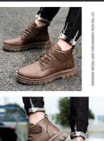 Botas Casuales Para Hombre Verano Otoño Trabajo British Antideslizante Suela Suave Comodidad Exterior Media Altura Cuero Botas Hombre Zapatos - details 9