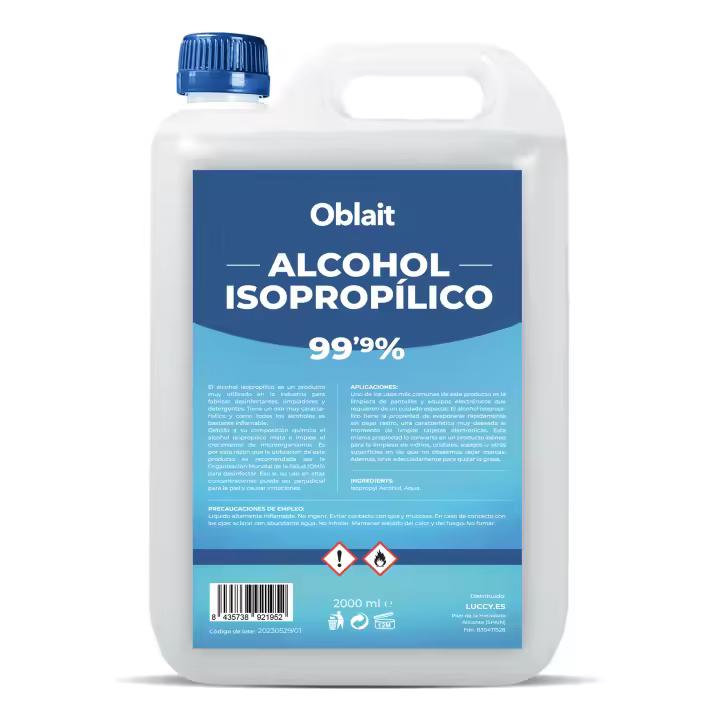 Alcohol Isopropílico 99,9% Puro 2 Litros | Isopropanol | Limpieza de Electrónica, Superficies, Impresión 3D - 1
