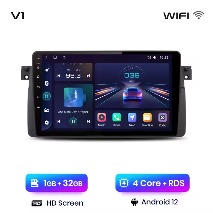 Junsun Radio Coche para BMW E46 M3 318/320/325/330/335 1998 1999 2000 2001 2002 2003 2004 2005 2006 Inalámbrico CarPlay Android Auto AI Voice 2 din Pantalla Coche Android Auto Multimedia Navegación GPS Auto radio - 1