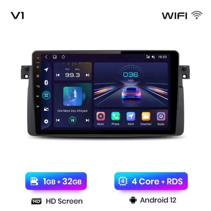 Junsun Radio Coche para BMW E46 M3 318/320/325/330/335 1998 1999 2000 2001 2002 2003 2004 2005 2006 Inalámbrico CarPlay Android Auto AI Voice 2 din Pantalla Coche Android Auto Multimedia Navegación GPS Auto radio - 1