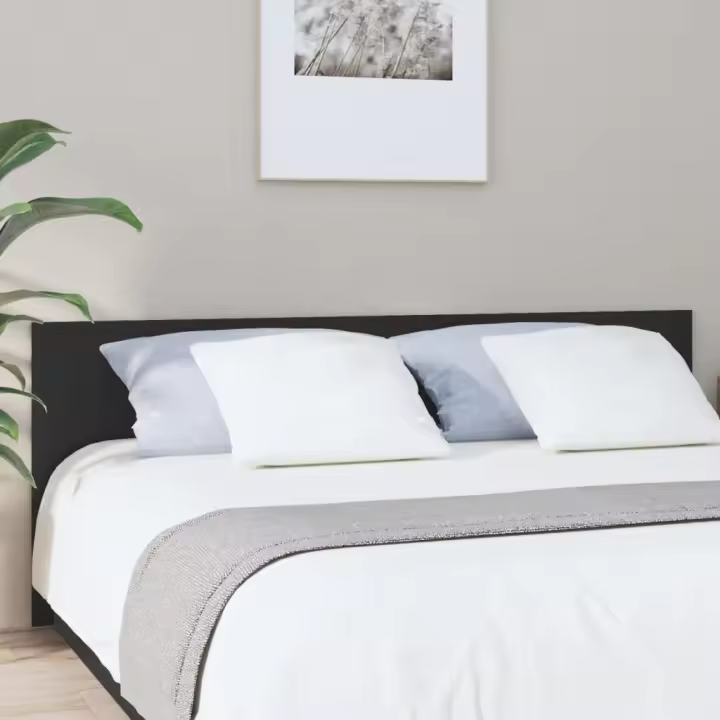 vidaXL Cabecero de cama madera contrachapada negro 200x1,5x80 cm - 1