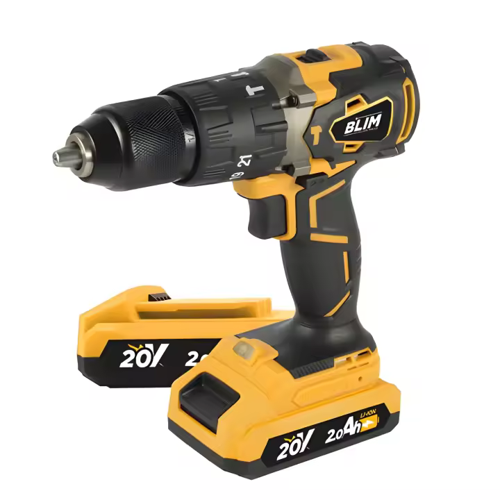 Taladro Percutor a Bateria 20V 2Ah - Motor Sin Escobillas - 68Nm Par Maximo - 2 Velocidades 0-500/0-2000rpm - Incluye 2 Baterias y Maletin de Transporte - 1