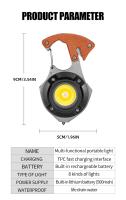 Linterna Recargable Portátil Mini Multi-Function De Llavero Para Mantenimiento Y Camping Con Luz COB Luz De Trabajo Exterior Impermeable 10W 250LM ABS - details 9