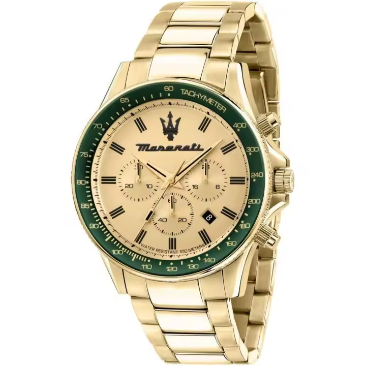 Maserati Reloj para Hombre, Colección Sfida, en Acero Inoxidable, PVD Oro Amarillo, con Correa de Acero Inoxidable - R8873640005 - 1