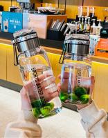 Botella De Agua De Vidrio Grande 2L Portátil Y Transparente Para Jugos Y Té Con Infusor Anti-Rotura Para Adultos - details 16