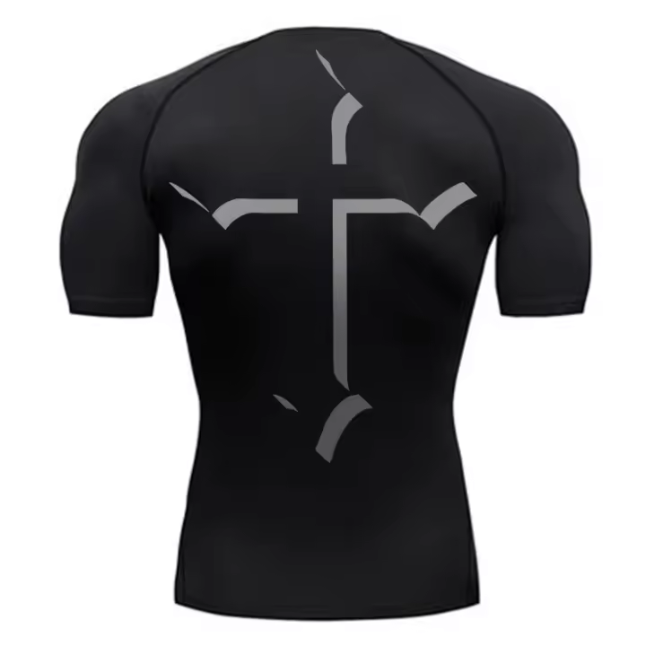 Camiseta De Compresión Para Hombres Con Estampado Cruzado Deportivo Secado Rápido Camiseta De Entrenamiento Fitness Subcamiseta De Gym Tees Tops Cristianos - 1
