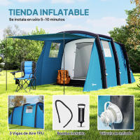 Outsunny Tienda de Campaña Inflable Familiar Tipo Túnel para 3–6 Personas Tienda de Campaña Glamping con Vestíbulo Ventanas de Malla y Bolsa de Transporte Protección UV 50+ Impermeable al Aire Libre - details 3