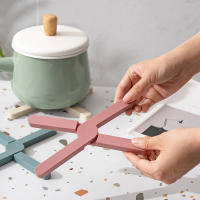 4PCS1set Modernos Tapetes De Silicona Antideslizantes Plegables Para Cocina Resistentes Al Calor Con Soporte Cruzado Para Tazas Y Ollas Tapetes De Mesa De Cocina - details 0