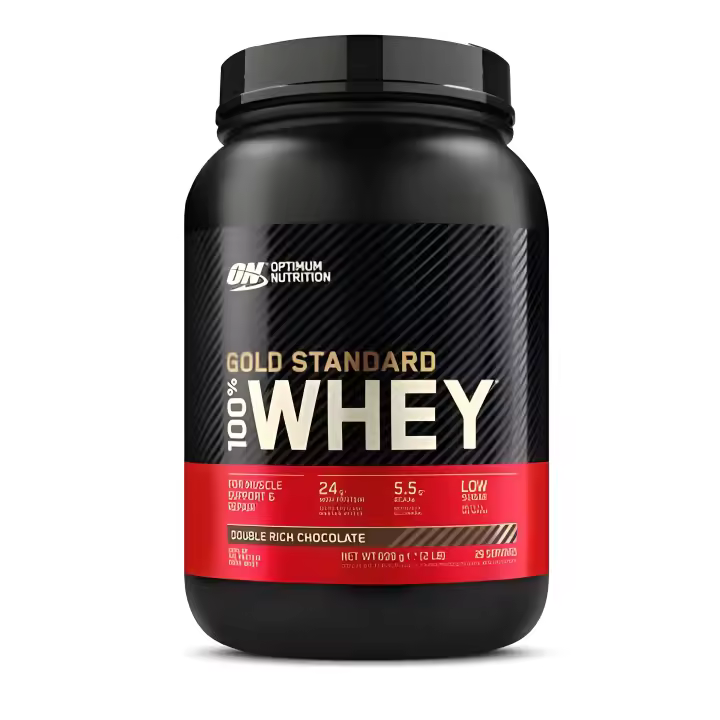 Optimum Nutrition 100% Whey gold standard sabor Double rich chocolate 899g Incrementa la masa muscular - 1