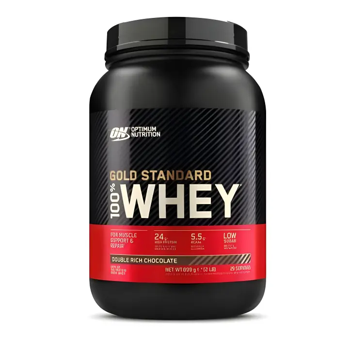 Optimum Nutrition 100% Whey gold standard sabor Double rich chocolate 899g Incrementa la masa muscular - 1
