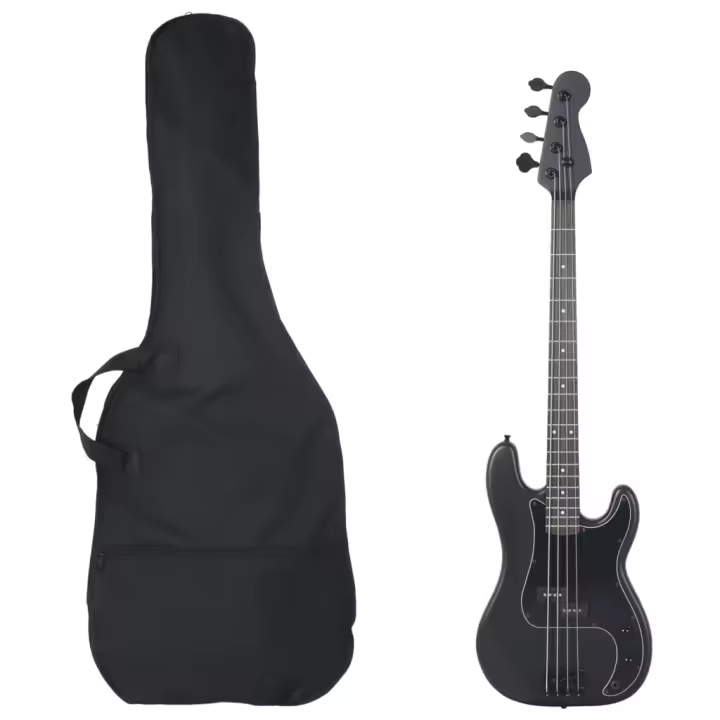 vidaXL Bajo Eléctrico para Principiantes con Funda Guitarra 4/4 46" Color Negro,  Marrón y blanco, y mas - 1