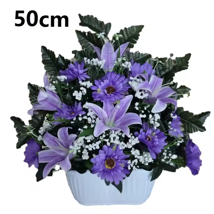 Flores artificiales para cementerio,Centro Flores para santos duraderas de tela con maceta,Gerimport,Envios desde España - 1