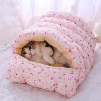 Cama De Gato Caliente Invierno Nido De Mascota Pequeño Almohadilla Suave Para Dormir Accesorios Para Animales Tamaño 35X32X23CM - details 2