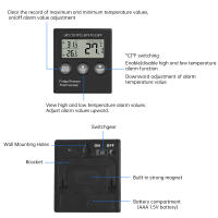 Termómetro Digital LCD Para Congelador Y Nevera Rango De Temperatura -50~110 Grados Mini Termómetro Para Nevera Y Refrigerador - details 1
