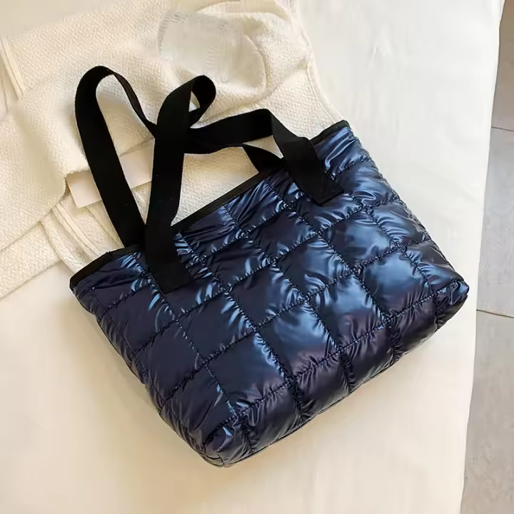 Bolso de mano de algodón con almohadilla espacial para mujer, bolsa de viaje de hombro acolchada, de gran capacidad, impermeable, a la moda, Invierno - 1
