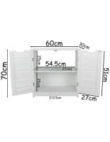 JJA Mueble Armario Bajo Lavabo Mueble Baño 2 Puertas 1 Estantería Madera Blanco 60x30x70 Cm - Optimiza Espacio Baño - details 1