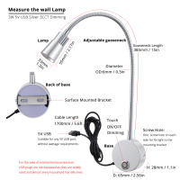 Lámpara De Pared USB 5V 3CCT Dimmable CRI98 RG0 Luz De Lectura En La Cama Luz De Trabajo Con Gorra Ajustable 15" Material Aluminio Y Acrílico Para Dormitorio - details 1