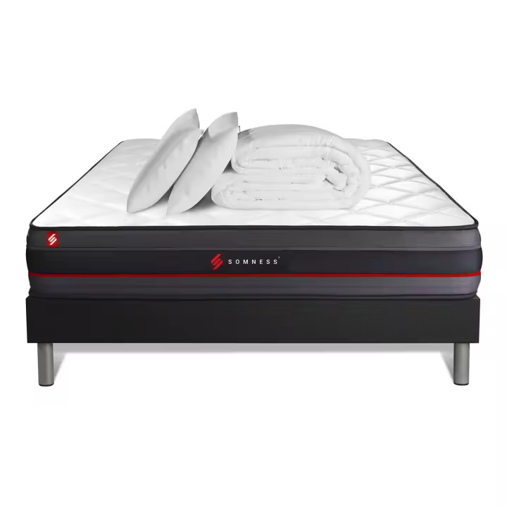 Pack cama completa - Colchón 200x200cm + Somier con láminas (kit) + 2 almohadas + Edredón - Regen - 1