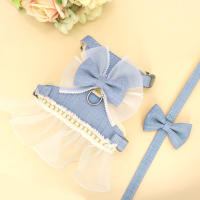 Set De Correa Y Arnes Para Gato Con Diadema Vestido De Princesa Para Chihuahua Y Teddy Gatos Pequeños De Nylon Tallas XS/S/M Colores Rosa/Azul - details 3